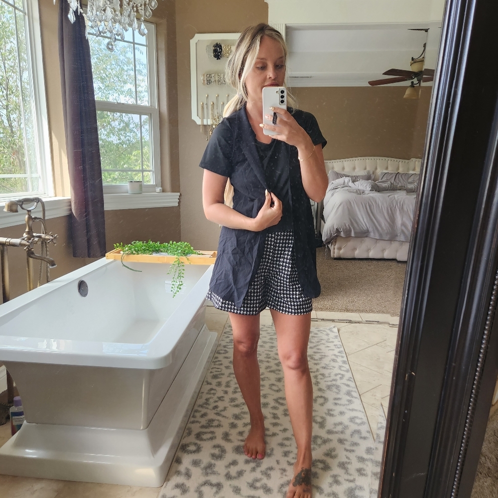 Sz small open tailored Vest long oversized look Sleeveless